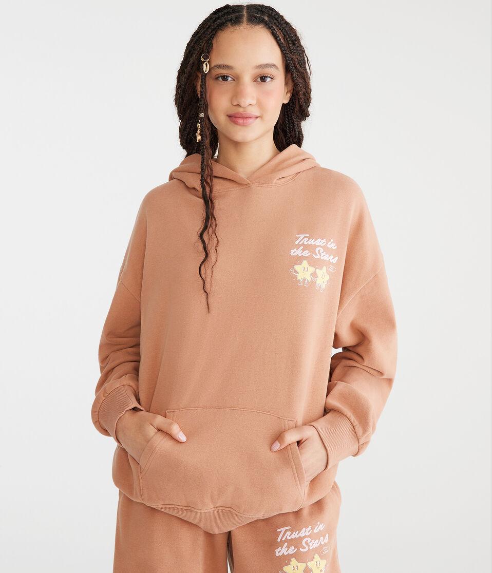 Aéropostale Trust In The Stars Oversized Pullover Hoodie Sand Castle