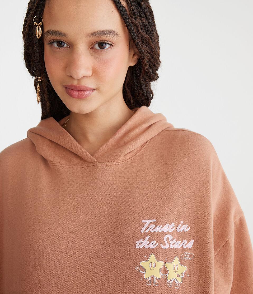 Aéropostale Trust In The Stars Oversized Pullover Hoodie Sand Castle