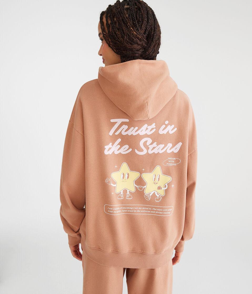 aéropostale Trust In The Stars Oversized Pullover Hoodie sand castle