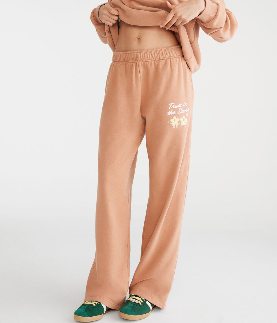 aéropostale Trust In The Stars Straight Leg Sweatpants sand castle