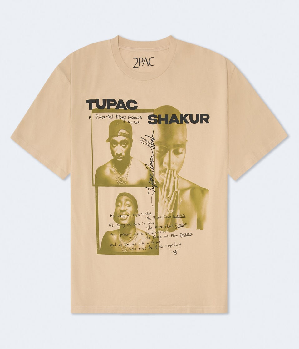 aéropostale Tupac River Flows Forever Relaxed Graphic Tee cream