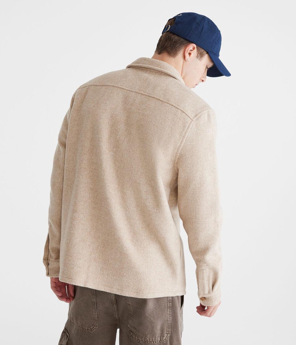 Aéropostale Unlined Heavyweight Flannel Shacket Toasted Almond