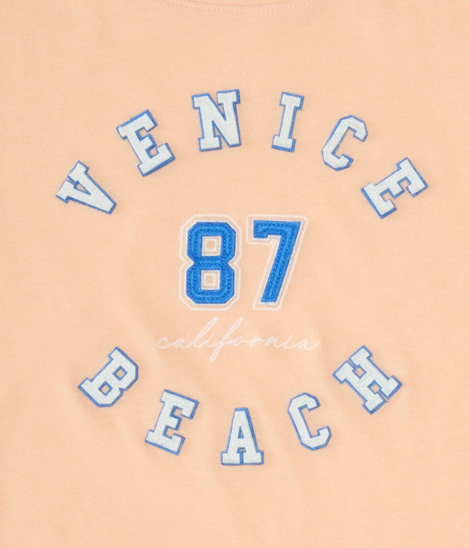 Aéropostale Venice Beach 87 Appliqué Graphic Tee Sweet Melon