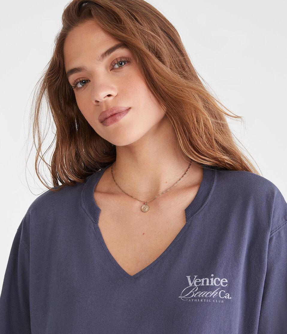 Aéropostale Venice Beach Notch-Neck Boyfriend Graphic Tee Pavement