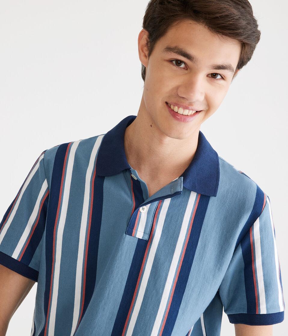 Aéropostale Vertical Stripe Jersey Polo Blue Shadow