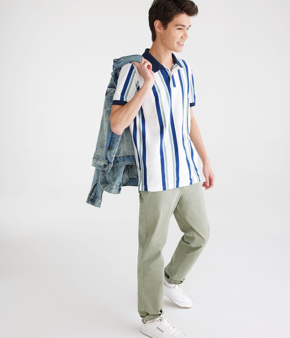 Aéropostale Vertical Stripe Jersey Polo Ethereal White