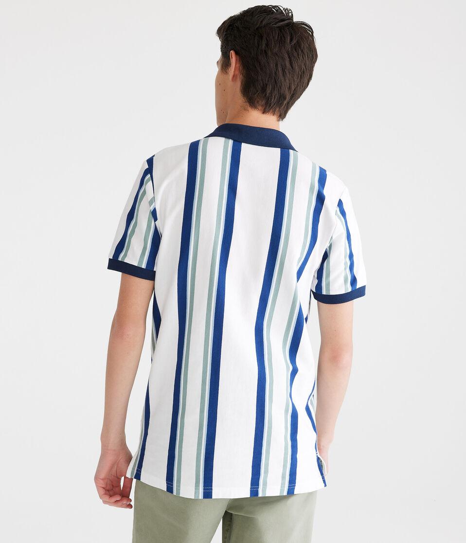 Aéropostale Vertical Stripe Jersey Polo Ethereal White