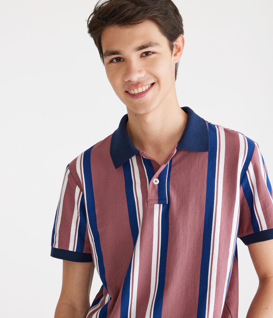 Aéropostale Vertical Stripe Jersey Polo Pink Quartz