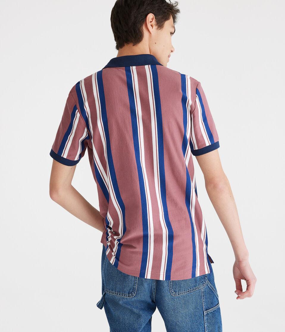 Aéropostale Vertical Stripe Jersey Polo Pink Quartz