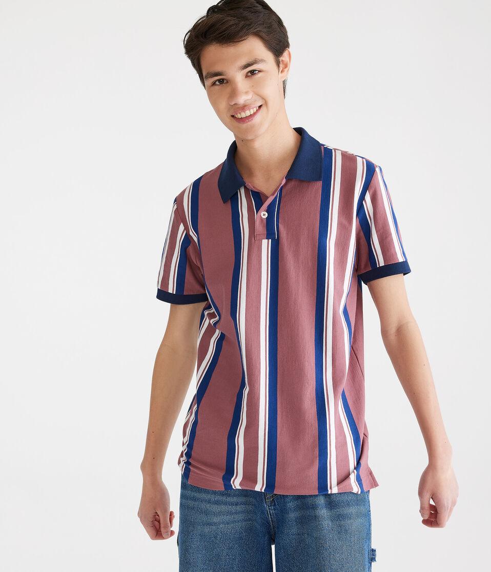 aéropostale Vertical Stripe Jersey Polo pink quartz