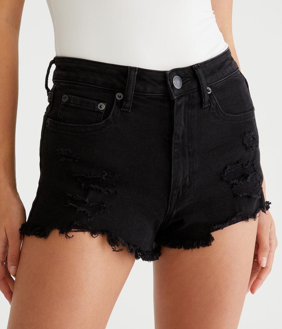 Aéropostale Vintage High-Rise Denim Shorty Shorts Black Wash