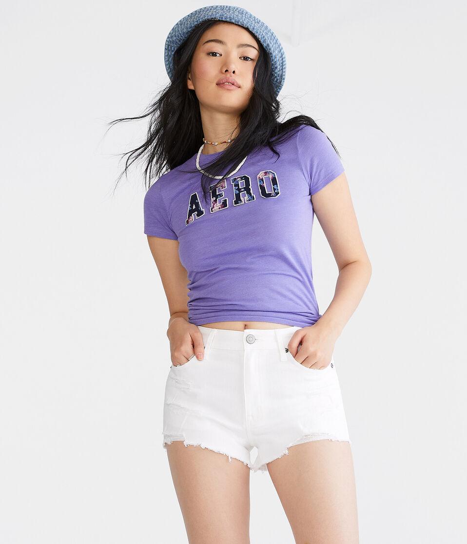Aéropostale Vintage High-Rise Denim Shorty Shorts Bleach