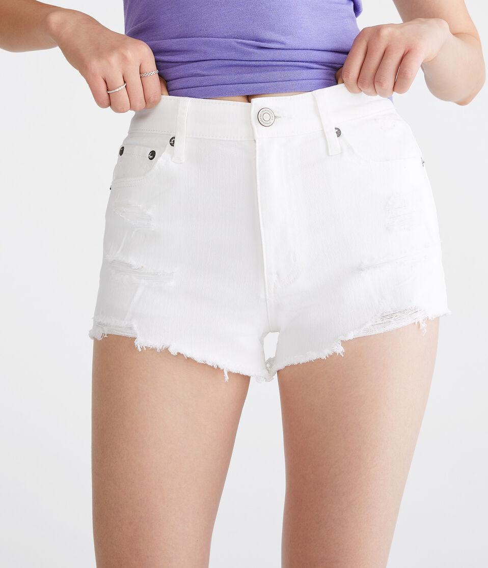 aéropostale Vintage High-Rise Denim Shorty Shorts bleach