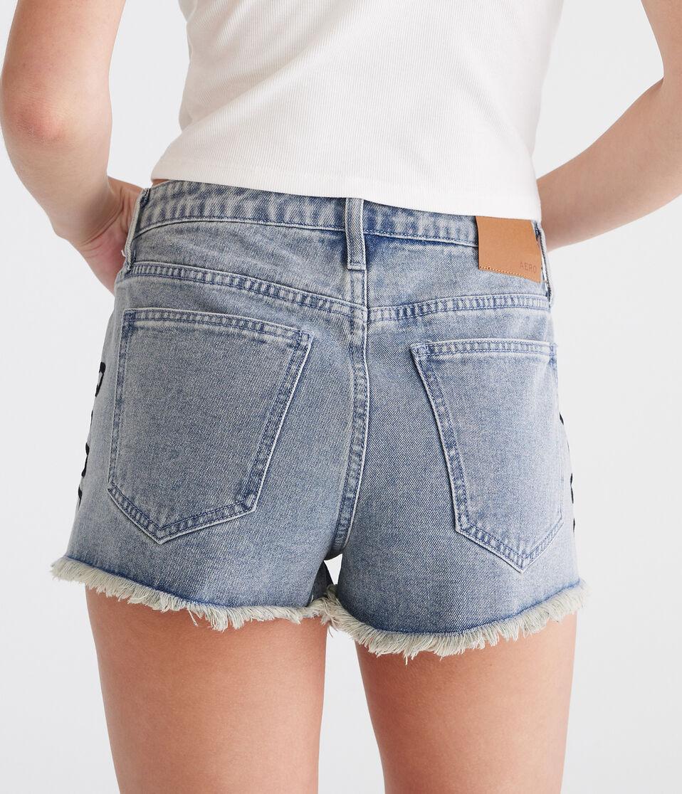 Aéropostale Vintage High-Rise Denim Shorty Shorts Medium Wash