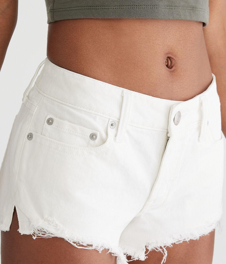 Aéropostale Vintage Low-Rise Denim Shorty Shorts Bleach