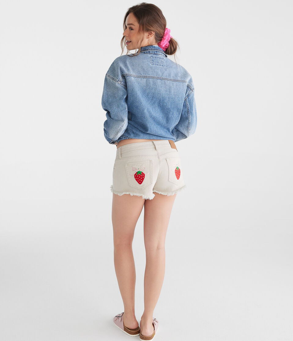 Aéropostale Vintage Low-Rise Denim Shorty Shorts Grey Wash