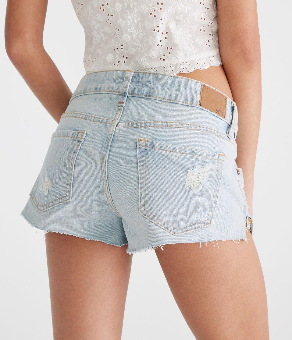 Aéropostale Vintage Low-Rise Denim Shorty Shorts Light Wash