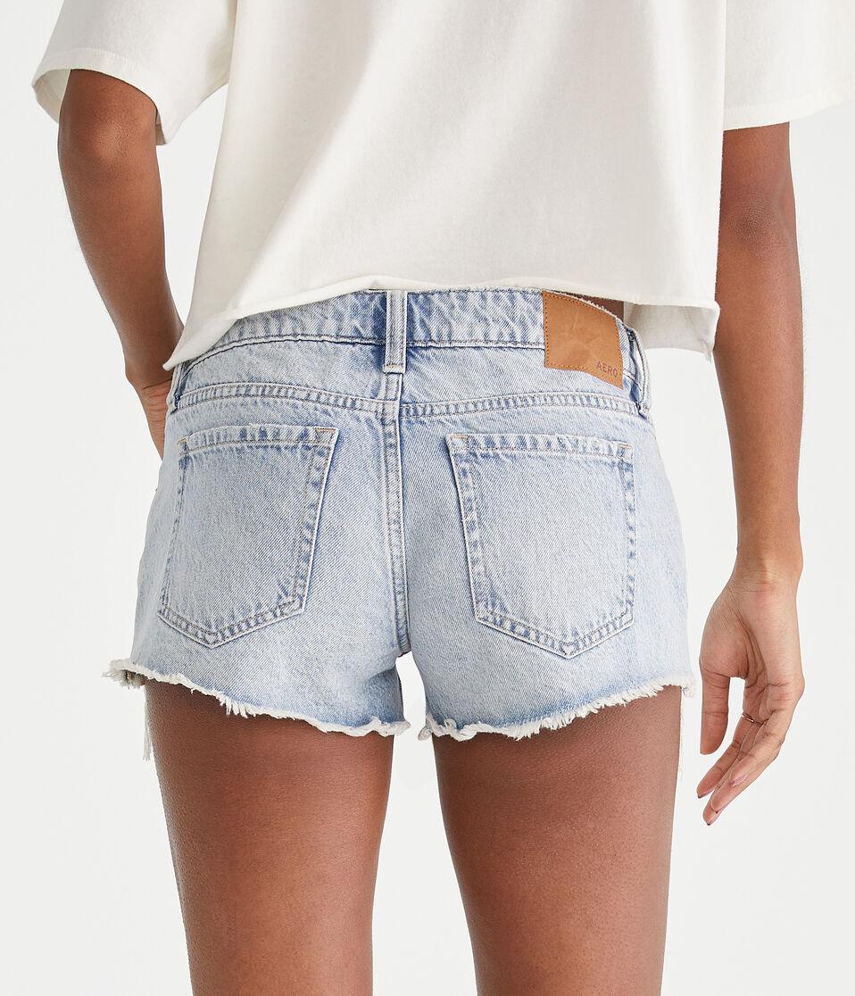 Aéropostale Vintage Low-Rise Denim Shorty Shorts Light Wash