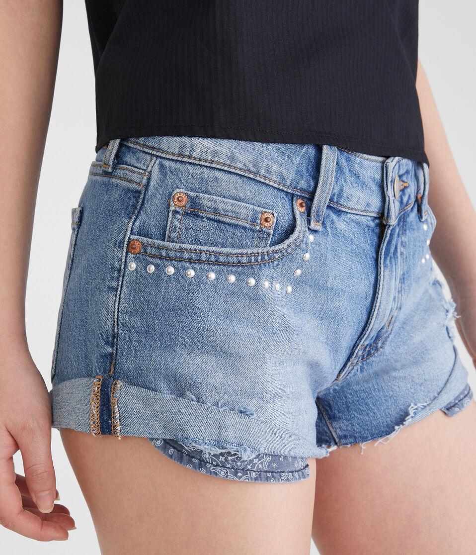 Aéropostale Vintage Low-Rise Denim Shorty Shorts Medium Wash