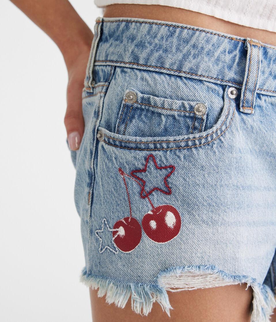 Aéropostale Vintage Low-Rise Denim Shorty Shorts Medium Wash