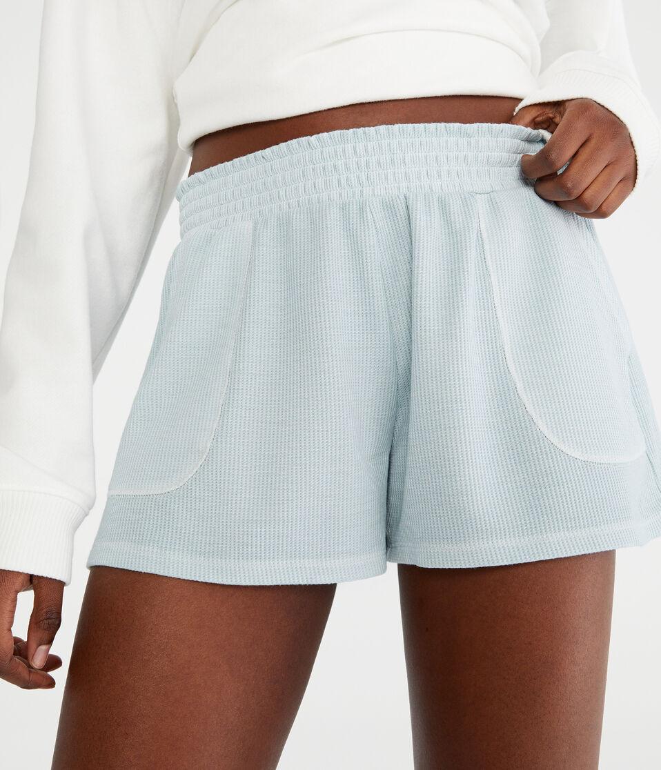 Aéropostale Washed Mid-Rise Waffle Shorts Polar Blue
