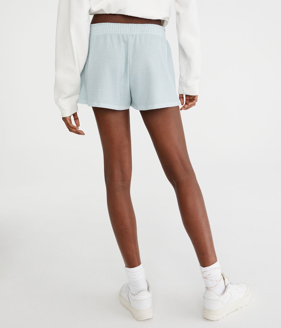 Aéropostale Washed Mid-Rise Waffle Shorts Polar Blue