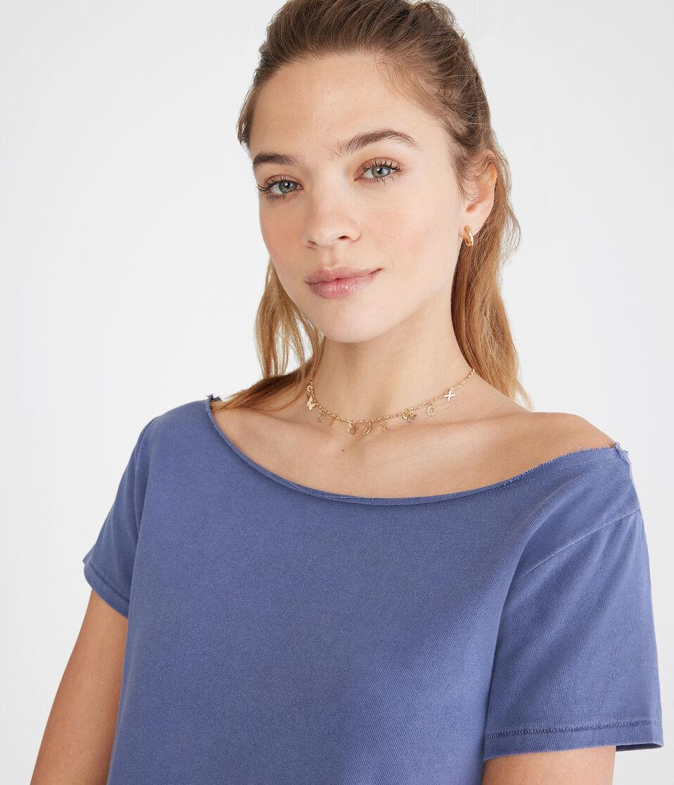 Aéropostale Washed Off-The-Shoulder Vintage Fit Crew Tee Nightshadow Blue