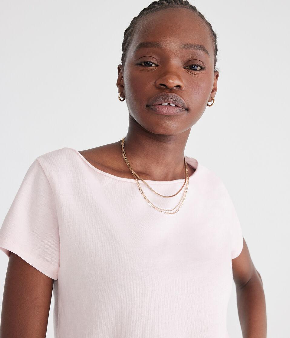 Aéropostale Washed Off-The-Shoulder Vintage Fit Crew Tee Peach Whip