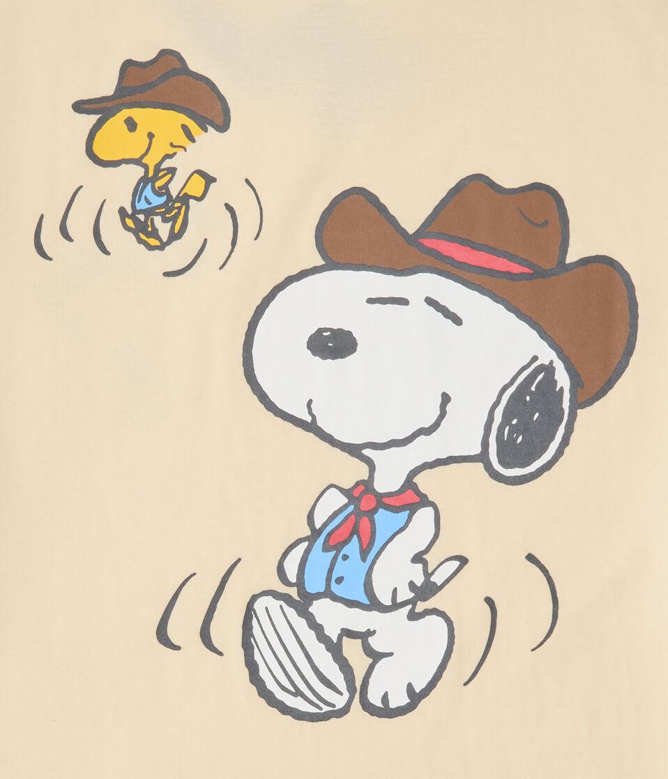 Aéropostale Western Snoopy & Woodstock Relaxed Ringer Graphic Tee Tan