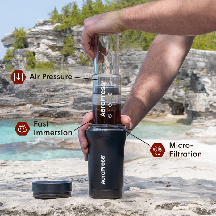 Aeropress Go Plus Travel Coffee System & Stainless Steel Filter Bundle