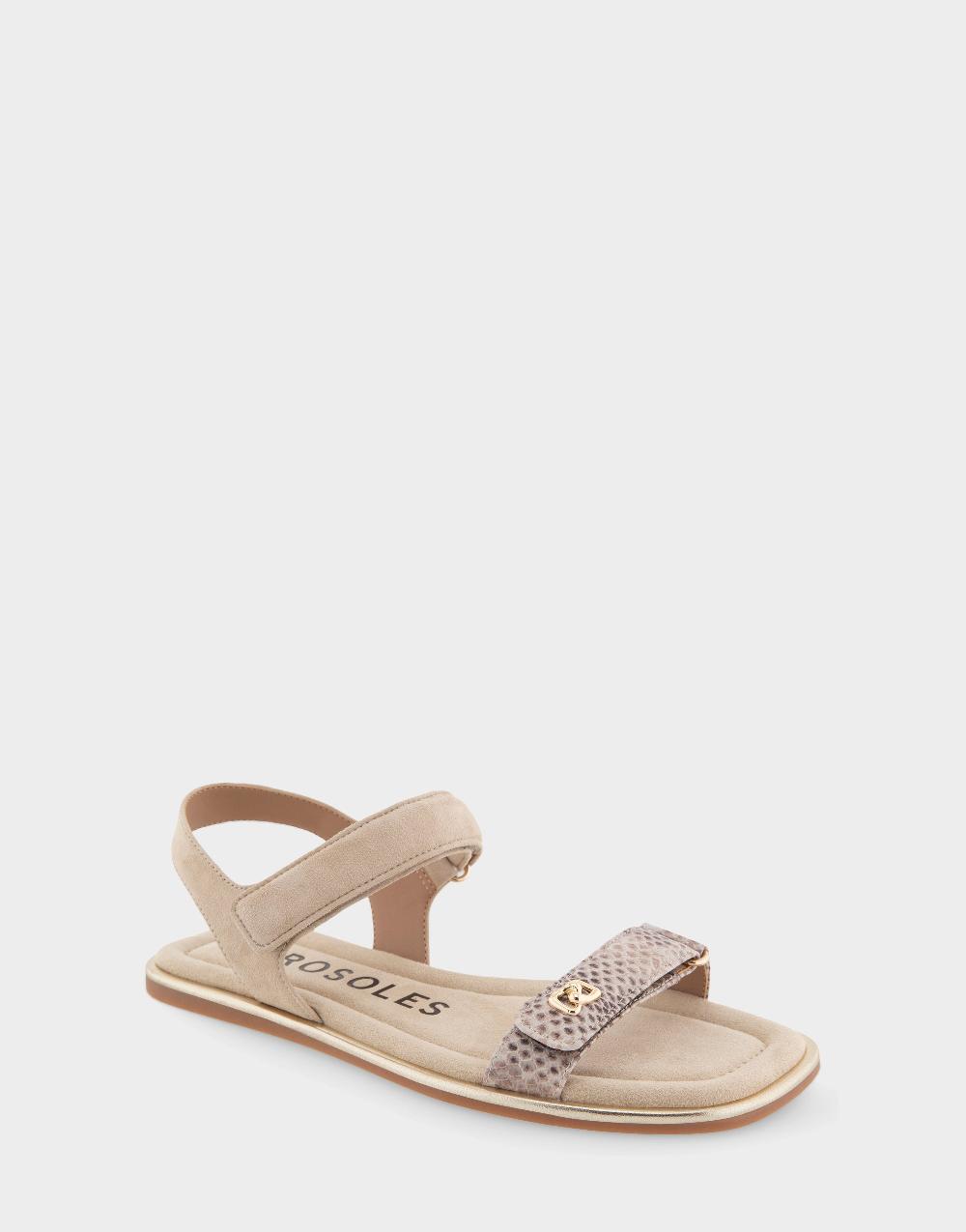 Aerosoles Comfortable Women's Adjustable Quarter Strap Sandal In Roccia Snake Print Leather