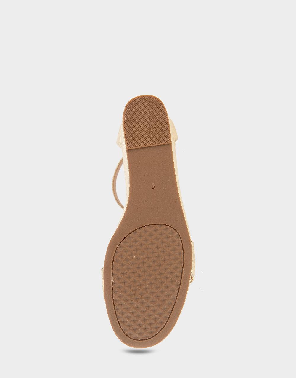 Aerosoles Comfortable Women's Ankle Strap Mid Wedge Sandal In Soft Gold Canvas Faux Leather Canvas Fabric