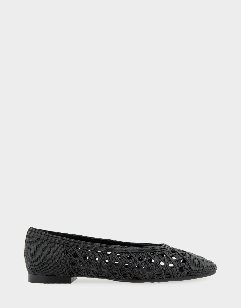 aerosoles Comfortable Women's Ballet Flats in Black Embroidered Raffia aerosoles Comfortable Women's Ballet Flats in Black Embroidered Raffia