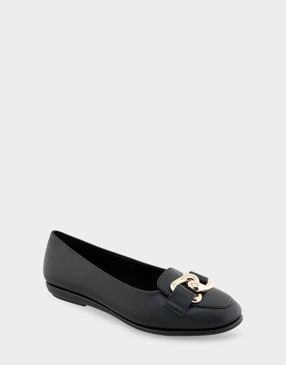 Aerosoles Comfortable Women's Ballet Flats In Black Faux Leather