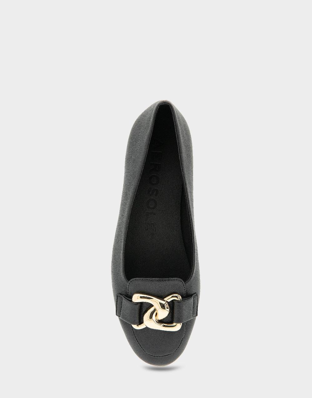 Aerosoles Comfortable Women's Ballet Flats In Black Faux Leather