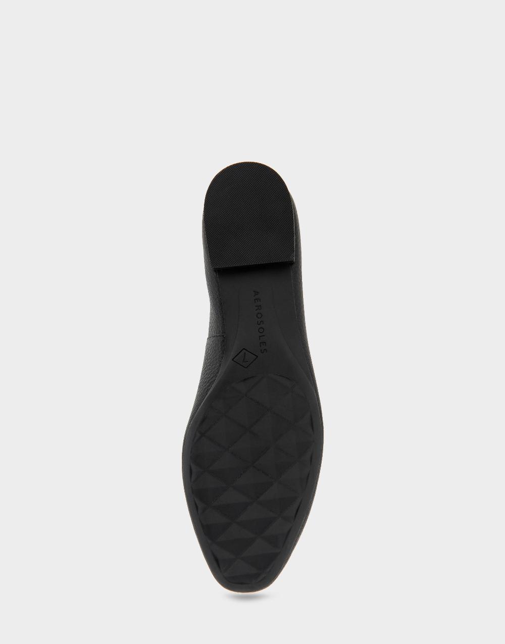 Aerosoles Comfortable Women's Ballet Flats In Black Pebbled Leather