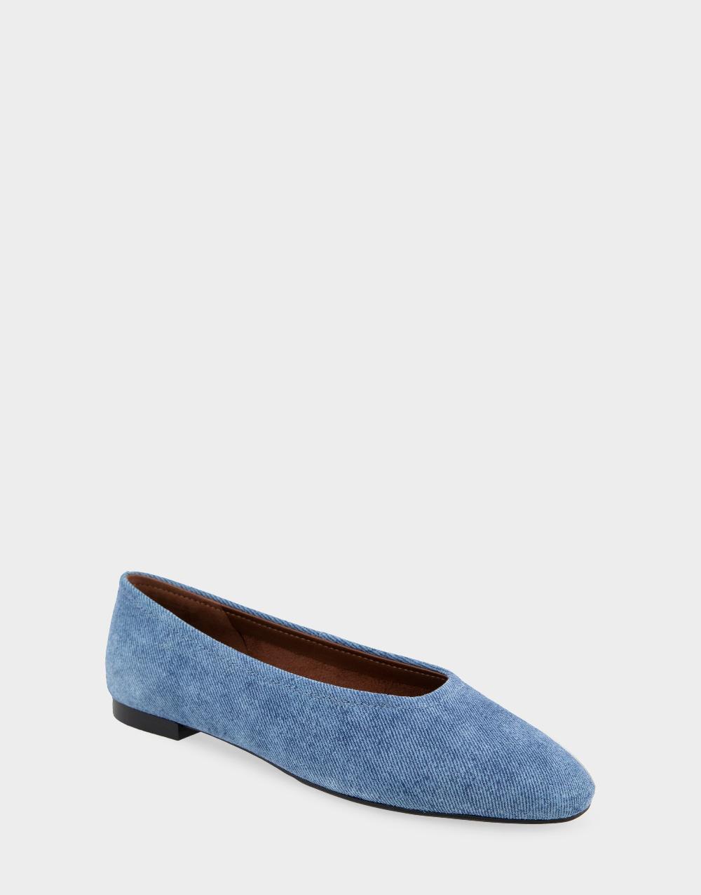 Aerosoles Comfortable Women's Ballet Flats In Blue Denim Suede