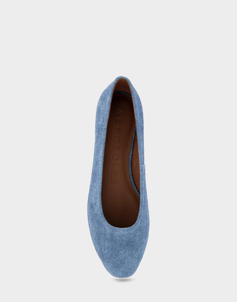 Aerosoles Comfortable Women's Ballet Flats In Blue Denim Suede