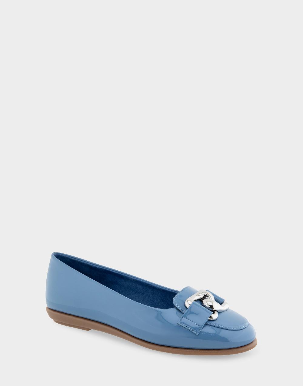 Aerosoles Comfortable Women's Ballet Flats In Blue Jean Patent Faux Leather