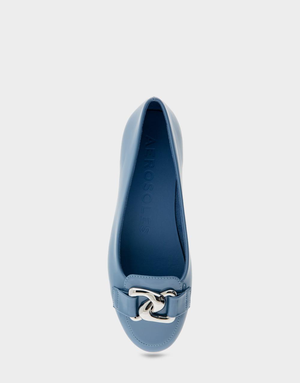 Aerosoles Comfortable Women's Ballet Flats In Blue Jean Patent Faux Leather