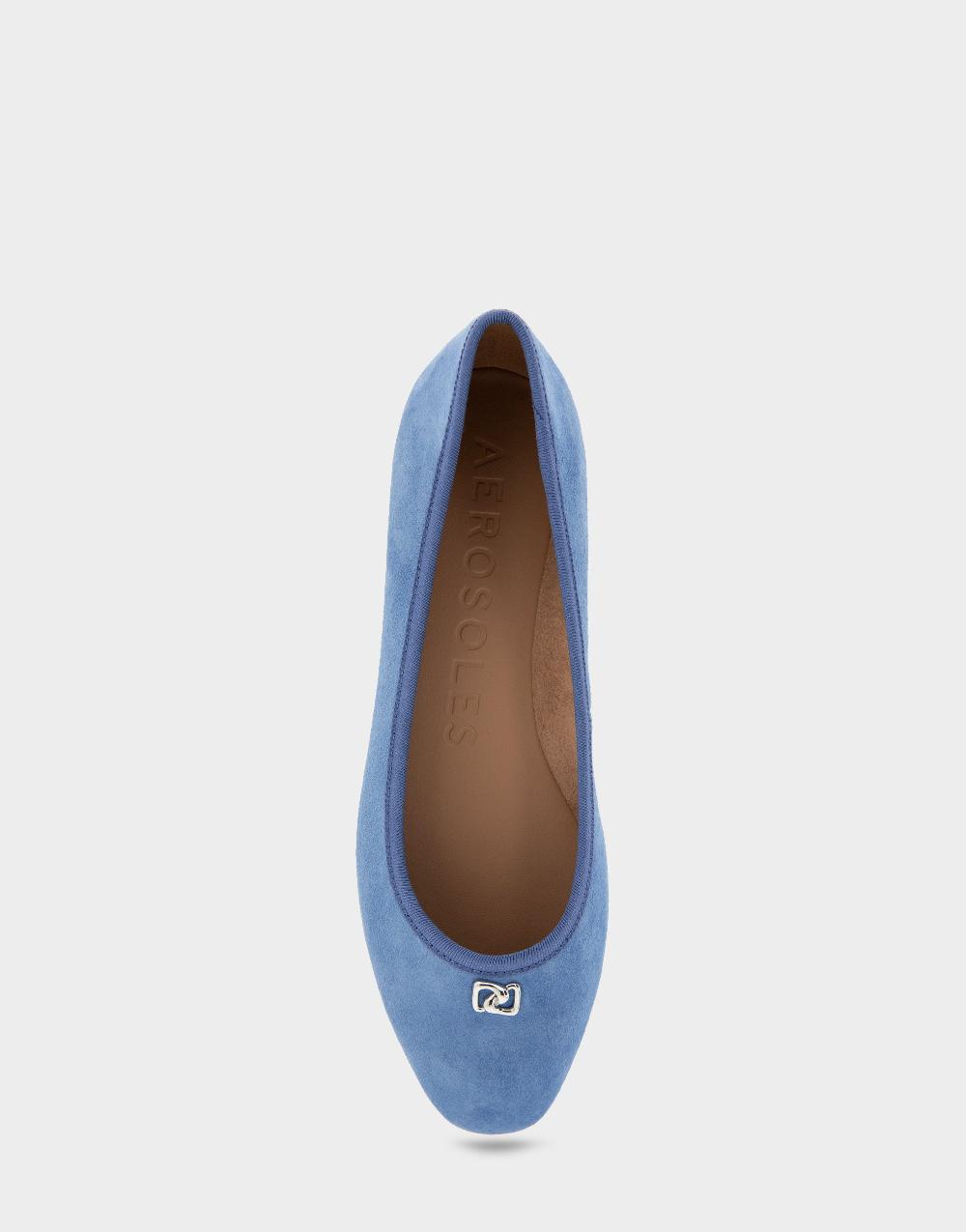 Aerosoles Comfortable Women's Ballet Flats In Blue Jean Suede