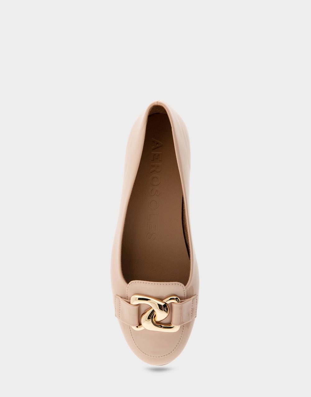 Aerosoles Comfortable Women's Ballet Flats In Cipria Patent Faux Leather