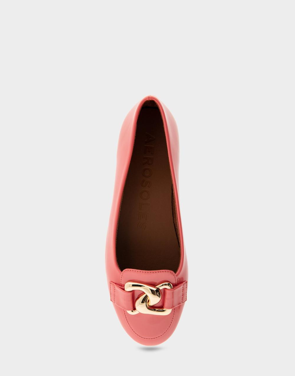 Aerosoles Comfortable Women's Ballet Flats In Coral Patent Faux Leather
