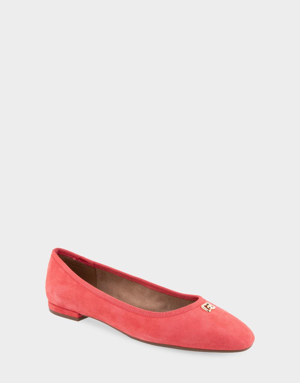 Aerosoles Comfortable Women's Ballet Flats In Coral Suede