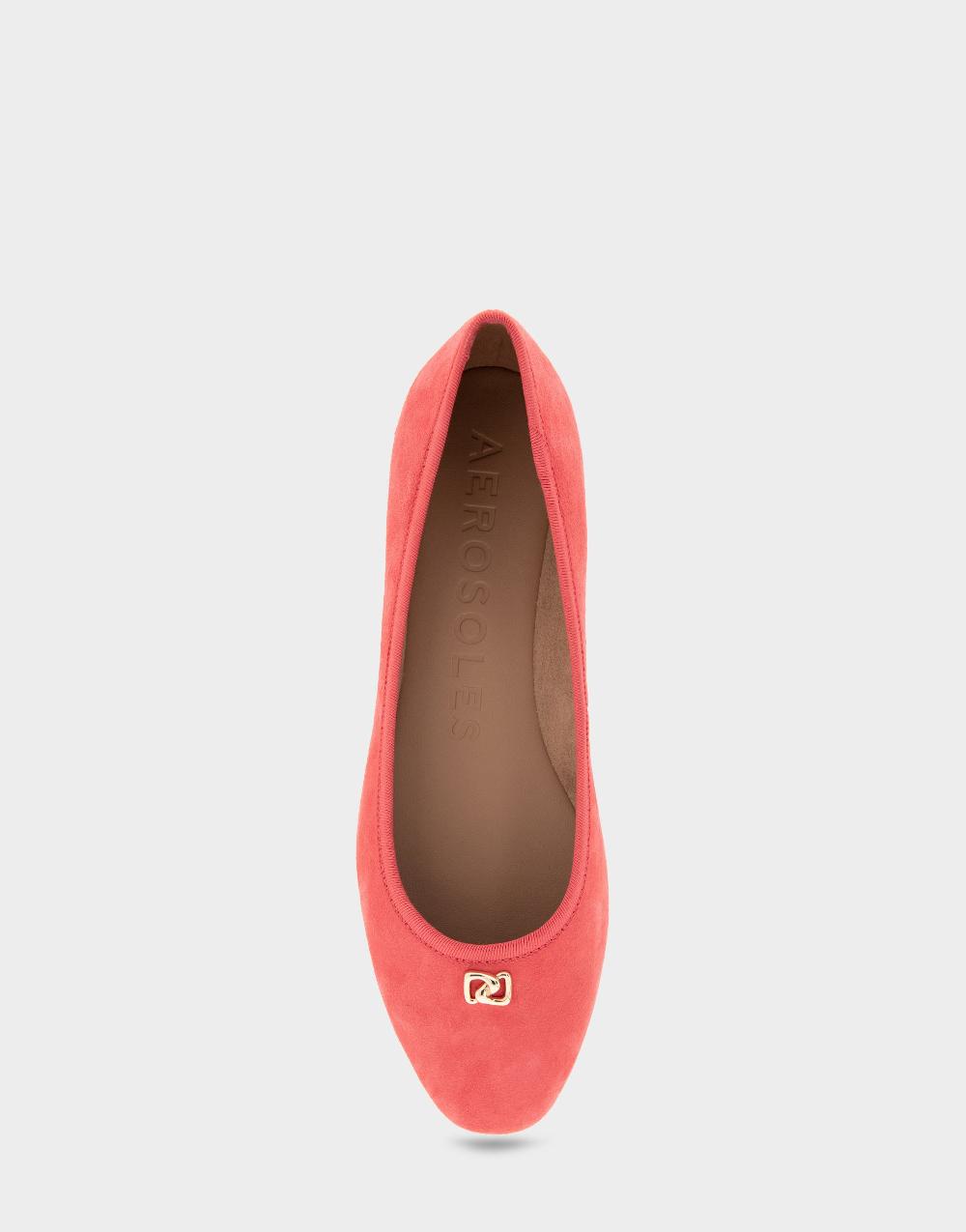 Aerosoles Comfortable Women's Ballet Flats In Coral Suede