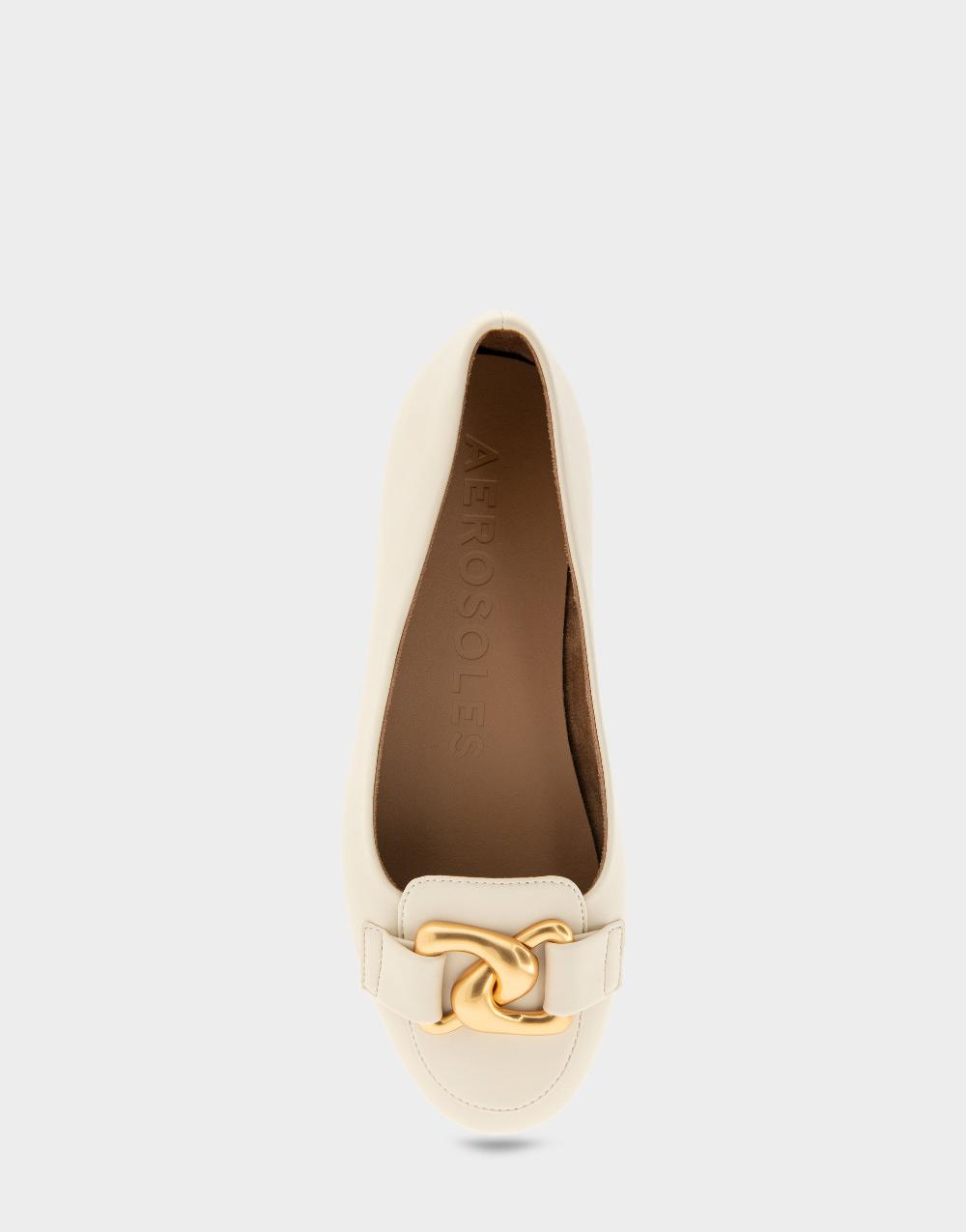 Aerosoles Comfortable Women's Ballet Flats In Eggnog Faux Leather