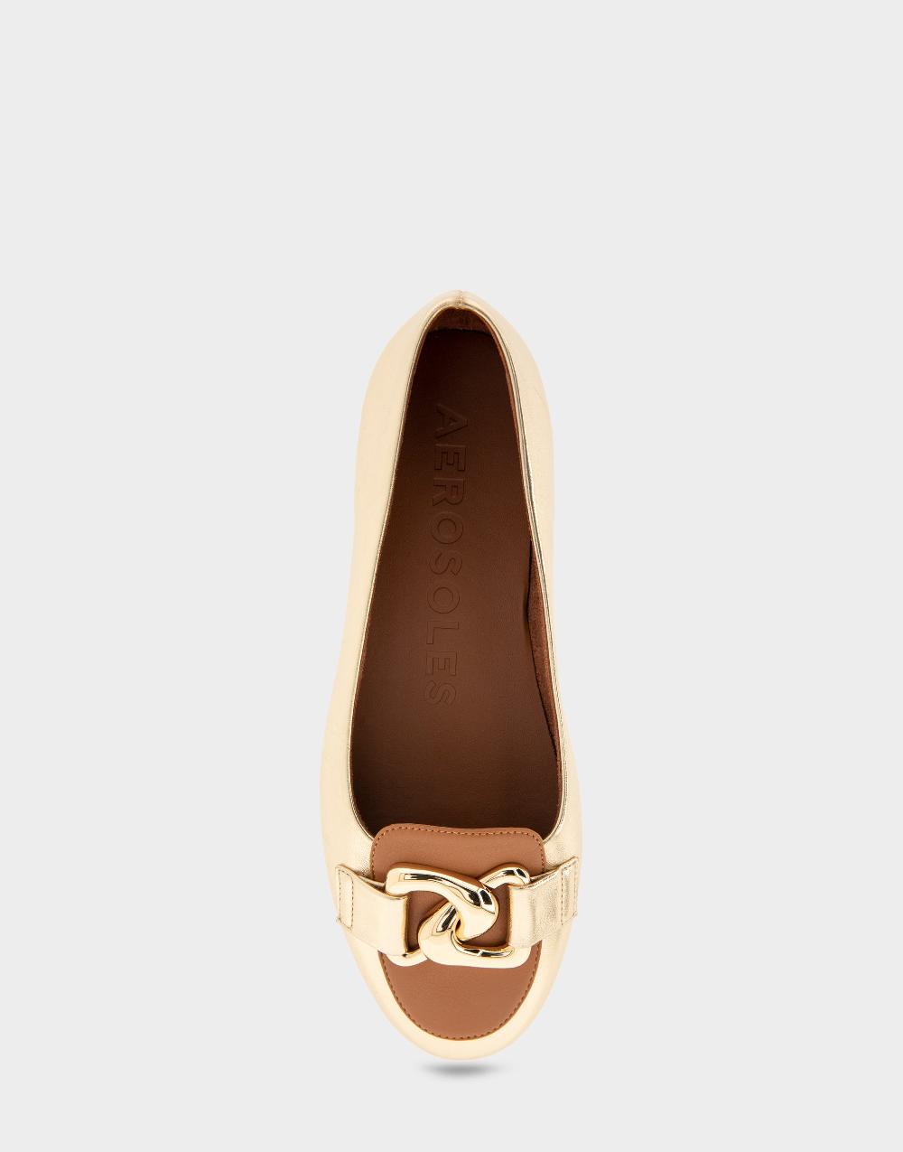 Aerosoles Comfortable Women's Ballet Flats In Gold/tan Faux Leather
