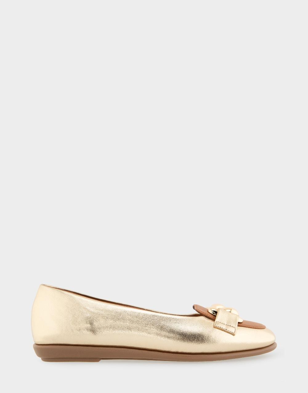 aerosoles Comfortable Women's Ballet Flats in Gold/tan Faux Leather