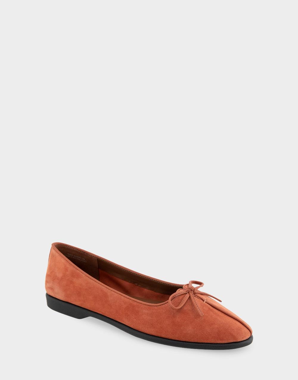 Aerosoles Comfortable Women's Ballet Flats In Rust Suede