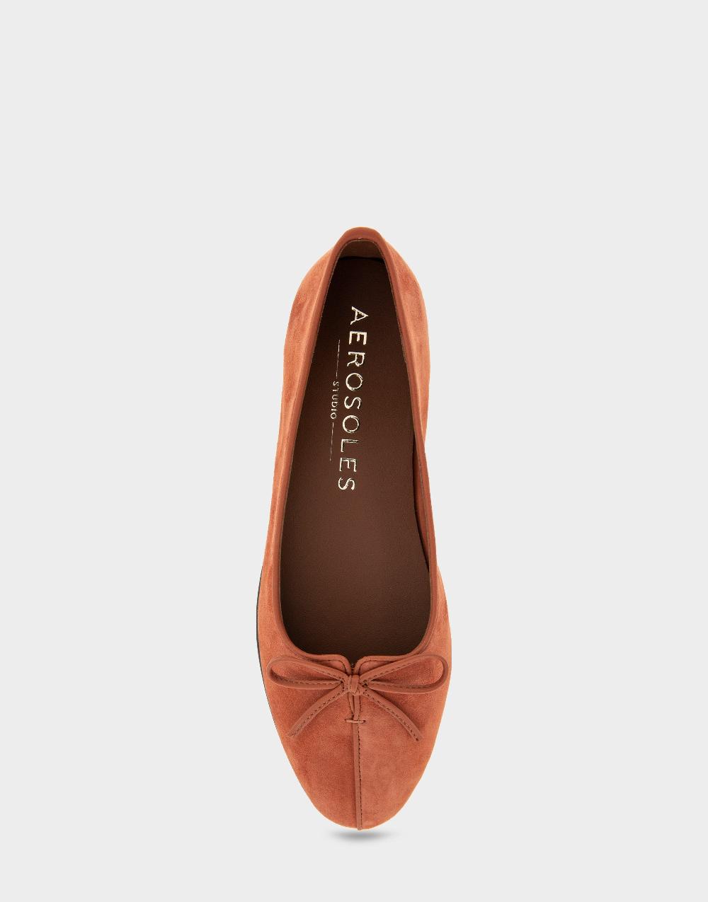 Aerosoles Comfortable Women's Ballet Flats In Rust Suede